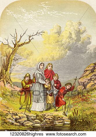 Christiana and her children arrive at the Slough of Despond. Illustration by A. F. Lydon. From the book The Pilgrims Progress by John Bunyan published c. 1880. View Large Photo Image Stock Photograph - Christiana and her children arrive at the Slough of Despond. Illustration by A. F. Lydon. From the book The Pilgrims Progress by John Bunyan published c. 1880.. Fotosearch