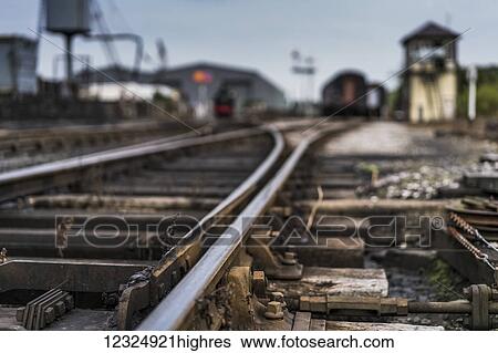 Close-up of a train track; North Yorkshire, England View Large Photo Image Stock Photograph - Close-up of a train track; North Yorkshire, England. Fotosearch