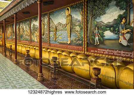 Colourful artwork lining an ornate wall; Krong Siem Reap, Siem Reap Province, Cambodia View Large Photo Image Stock Photograph - Colourful artwork lining an ornate wall; Krong Siem Reap, Siem Reap Province, Cambodia. Fotosearch