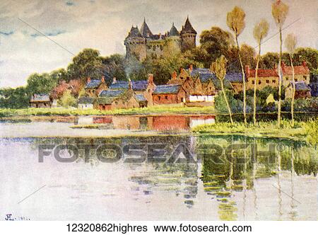 Combourg, Brittany, France. A Typical Chateau of the Mediaeval Type. Childhood home of Franois-Ren de Chateaubriand. Colour illustration from the book France by Gordon Home published 1918 View Large Photo Image Stock Photograph - Combourg, Brittany, France. A Typical Chateau of the Mediaeval Type. Childhood home of Franois-Ren de Chateaubriand. Colour illustration from the book France by Gordon Home published 1918. Fotosearch