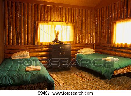 Stock Photo - Cottage room with wooden walls. Fotosearch