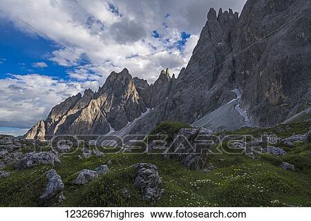Dusk over the Italian Dolomite mountains; Italy View Large Photo Image Stock Photograph - Dusk over the Italian Dolomite mountains; Italy. Fotosearch