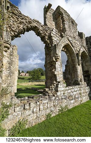 Stock Photograph - Easby Abbey ruins; Richmond, Yorkshire, England. Fotosearch