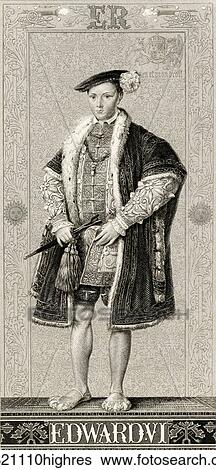 Stock Photograph - Edward VI, 1537 to 1553. King of England and Ireland. From Illustrations of English and Scottish History published 1882.. Fotosearch