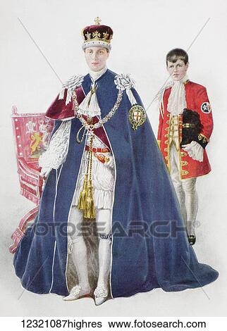 Stock Photograph - Edward VIII, as Prince of Wales attended by his page. Edward Albert Christian George Andrew Patrick David, The Duke of Windsor, 1894 to 1972. King of the United Kingdom and the British Dominions, and Emperor of India. From The Queen The Lady's.... Fotosearch