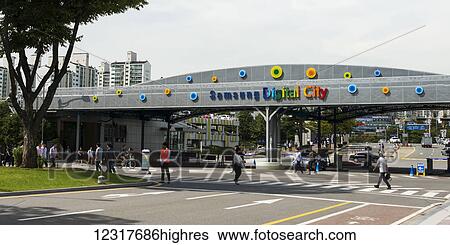 Stock Photograph - Entrance and sign to Samsung Digital City, Suwon; Seoul, Korea. Fotosearch
