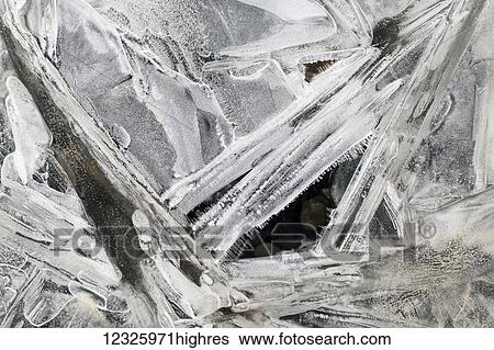 Stock Photograph - Extreme close-up of frosty ice formations; Calgary, Alberta, Canada. Fotosearch