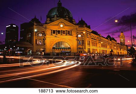 Stock Image - Flinders Train Station Melbourne Australia. Fotosearch