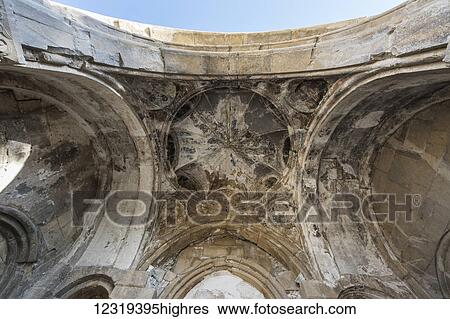 Stock Photograph - Frescoes on the outside chapel of Bagrati Cathedral; Kutaisi, Imereti, Georgia. Fotosearch
