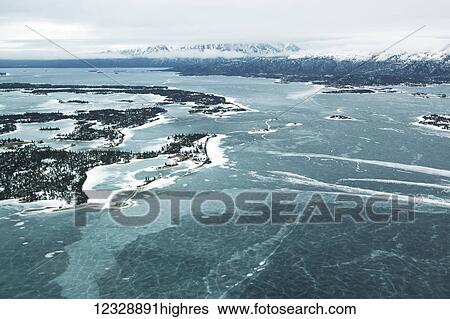 Frozen water and landscape in winter; Alaska, United States of America View Large Photo Image Stock Photograph - Frozen water and landscape in winter; Alaska, United States of America. Fotosearch
