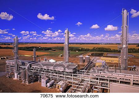 Stock Photography - Gas refinery in prairies. Fotosearch