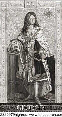 Stock Photograph - George I, 1660 1727. King of Great Britain and Ireland from 1714 to 1727. Elector of Hanover in the Holy Roman Empire from 1698. From English and Scottish History, published 1882.. Fotosearch