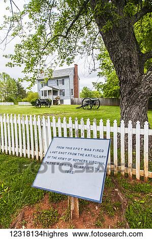 Stock Photograph - George Peers house, site of last shot of artillery fire in American Civil War; Appomattox, Virginia, United States of America. Fotosearch