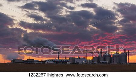 Glacial Lakes Energy ethanol plant at sunset near Mina; South Dakota, United States of America View Large Photo Image Stock Photograph - Glacial Lakes Energy ethanol plant at sunset near Mina; South Dakota, United States of America. Fotosearch