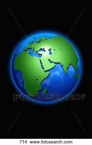 Picture - Globe of earth in space centered on the middle east. Fotosearch
