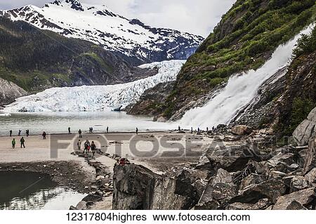 Stock Photograph - Gold Creek Falls at Mendenhall Glacier, Juneau, Southeast Alaska, USA. Fotosearch