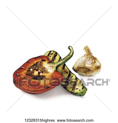 Stock Photograph - Grilled vegetables on a white background. Fotosearch