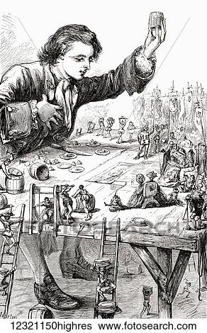 His Imperial Majesty desired that himself and his royal consort might have the happiness of dining with me. From Gulliver's voyage to Lilliput. Illustation from Gullivers Travels published c. 1875 View Large Photo Image Stock Photograph - His Imperial Majesty desired that himself and his royal consort might have the happiness of dining with me. From Gulliver's voyage to Lilliput. Illustation from Gullivers Travels published c. 1875. Fotosearch