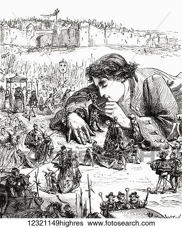 I lay on the ground to kiss his majesty and the empress's hands. From Gulliver's voyage to Lilliput. Illustration from Gullivers Travels published c. 1875 View Large Photo Image Stock Photograph - I lay on the ground to kiss his majesty and the empress's hands. From Gulliver's voyage to Lilliput. Illustration from Gullivers Travels published c. 1875. Fotosearch