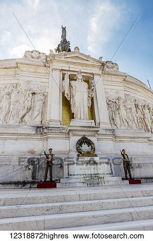 In central Rome near the Forum at the Piazza Venezia, this statue is the base of the Monument to Vittorio EmanueleUnk0wn Soldier, guarded by Italian Military members in remembrance of WW1 soldiers and all soldiers who have been lost and forgotten in... View Large Photo Image Stock Photograph - In central Rome near the Forum at the Piazza Venezia, this statue is the base of the Monument to Vittorio EmanueleUnk0wn Soldier, guarded by Italian Military members in remembrance of WW1 soldiers and all soldiers who have been lost and forgotten in.... Fotosearch