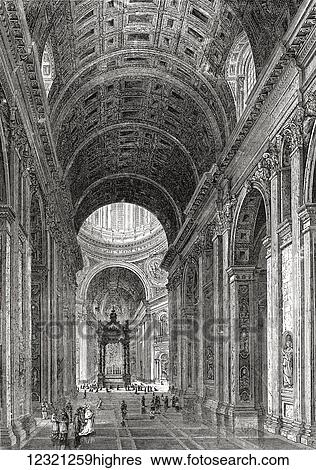 Interior of Saint Peter's Basilica, Vatican City, Rome, Italy in the late 19th century. From Italian Pictures by Rev. Samuel Manning, published c. 1890. View Large Photo Image Stock Photograph - Interior of Saint Peter's Basilica, Vatican City, Rome, Italy in the late 19th century. From Italian Pictures by Rev. Samuel Manning, published c. 1890.. Fotosearch