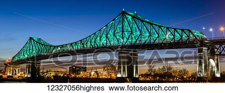Jacque Cartier Bridge illuminated at dusk; Montreal, Quebec, Canada View Large Photo Image Stock Photograph - Jacque Cartier Bridge illuminated at dusk; Montreal, Quebec, Canada. Fotosearch