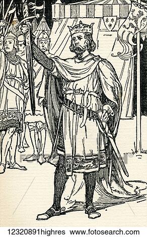 Stock Photograph - King Arthur, legendary British leader. Illustration from the book The Gateway to Tennyson published 1910.. Fotosearch