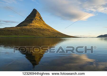 Stock Photograph - Kirkjufell, the most photographed mountain in Iceland; Iceland. Fotosearch