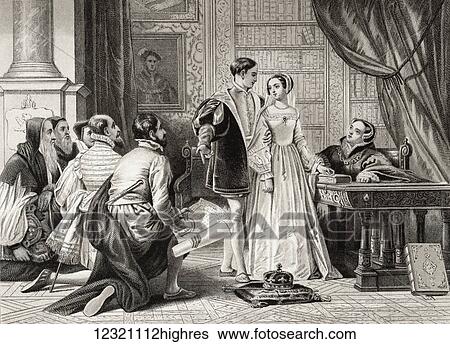 Stock Photograph - Lady Jane Grey's reluctance to accept the crown, Sion House, July 8th, 1553. Lady Jane Grey, 1536/1537 to 1554, aka The Nine Days' Queen. English noblewoman who occupied the English throne from 10 until 19 July 1553 and was executed for high treason..... Fotosearch