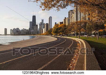 Stock Photograph - Lakefront trail; Chicago, Illi0is, United States of America. Fotosearch