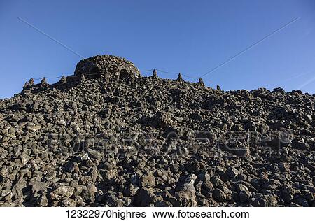 Stock Photograph - Lava fields at the top of McKenzie Pass in the Cascade Mountains; Oregon, United States of America. Fotosearch