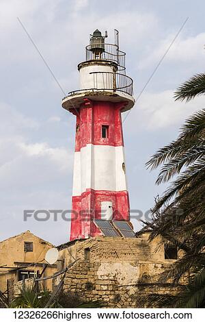 Stock Photograph - Lighthouse in Old Jaffa; Jaffa, Israel. Fotosearch