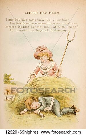 Little Boy Blue from Old Mother Goose's Rhymes and Tales Illustration by Constance Haslewood Published by Frederick Warne & Co London and New York circa 1890s Chromolithography by Emrik & Binger of Holland View Large Photo Image Stock Photograph - Little Boy Blue from Old Mother Goose's Rhymes and Tales Illustration by Constance Haslewood Published by Frederick Warne & Co London and New York circa 1890s Chromolithography by Emrik & Binger of Holland. Fotosearch