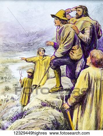 Magic lantern hand coloured slide circa 1900. A Pilgrims Progress by John Bunyan. The Pilgrims on the Delectable Mountains. Illustration for Pilgrim's Progress by John Bunyan. Pilgrims looking some pointing and with shepherds crook View Large Photo Image Stock Photograph - Magic lantern hand coloured slide circa 1900. A Pilgrims Progress by John Bunyan. The Pilgrims on the Delectable Mountains. Illustration for Pilgrim's Progress by John Bunyan. Pilgrims looking some pointing and with shepherds crook. Fotosearch