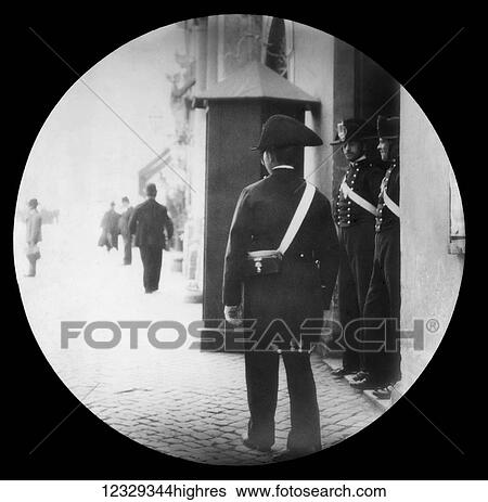 Magic lantern slide circa 1900. Victorian. Carabinieri Legione Roma on guard View Large Photo Image Stock Photograph - Magic lantern slide circa 1900. Victorian. Carabinieri Legione Roma on guard. Fotosearch
