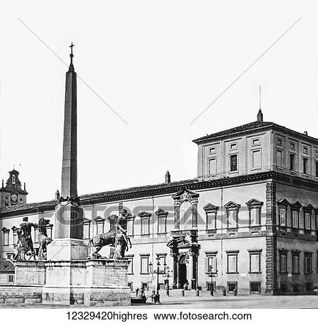 Stock Photograph - Magic lantern slide circa 1900. Victorian. The Plazzo Quirinale Rome. The Quirinal Palace is a historic building in Rome, Italy, one of the three current official... The palace, located on the Via del Quirinale and facing onto the Piazza del... III.... Fotosearch