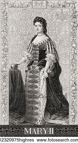 Stock Photograph - Mary II, 1662 1694. Queen regnant of England, Scotland, and Ireland from 1689 to 1694. From English and Scottish History, published 1882.. Fotosearch
