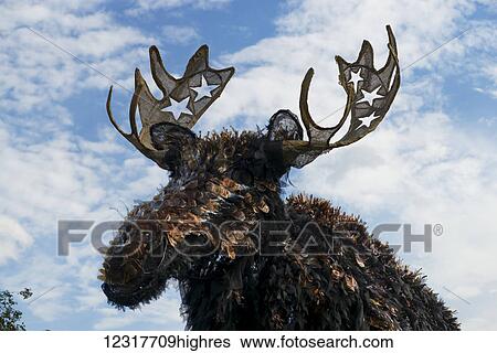 Stock Photograph - Minneapolis Convention Center, Moose sculpture, winner of 2016 Creative City Challenge; Minneapolis, Minnesota, United States of America. Fotosearch