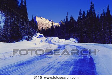 Stock Photography - Mountain road in winter. Fotosearch