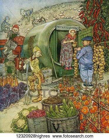 Stock Photograph - Mr and Mrs Vinegar At Home. From the book English Fairy Tales retold by F. A. Steel with illustrations by Arthur Rackham, published 1927.. Fotosearch