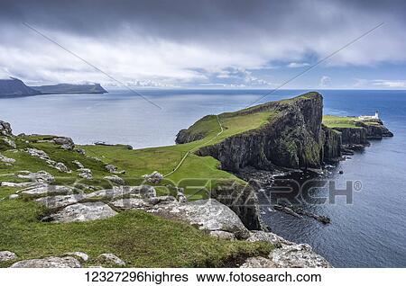 Stock Photograph - Neist Point peninsula on the Isle of Skye; Isle of Skye, Scotland. Fotosearch
