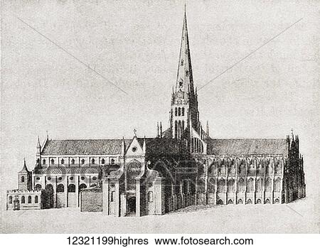 Stock Photograph - Old St. Paul's, London, England as it was before the great fire of 1666. From The Story of England, published 1930.. Fotosearch