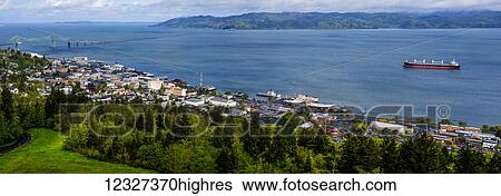 Oregon and Washington are visible from Coxcomb Hill; Astoria, Oregon, United States of America View Large Photo Image Stock Photograph - Oregon and Washington are visible from Coxcomb Hill; Astoria, Oregon, United States of America. Fotosearch