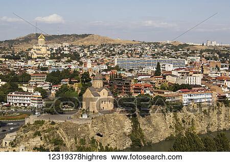 Panoramic of the Metekhi Church and the Mtkvari River from the Narikala Fortress; Tbilisi, Georgia View Large Photo Image Stock Photograph - Panoramic of the Metekhi Church and the Mtkvari River from the Narikala Fortress; Tbilisi, Georgia. Fotosearch