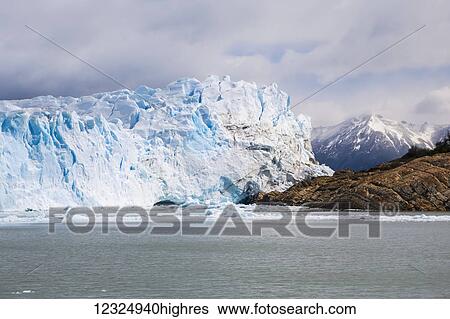 Stock Photograph - Perito Moreno Glacier in Los Glaciares National Park in Argentinian Patagonia, near El Calafate; Santa Cruz Province, Argentina. Fotosearch