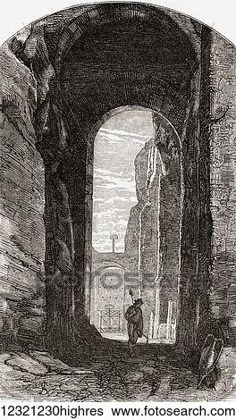 Stock Photograph - Porta Romana, Palatine, Rome, Italy in the late 19th century. From Italian Pictures by Rev. Samuel Manning, published c. 1890.. Fotosearch