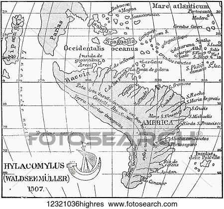 Portion of the Hauslab Globe based on the Martin Hylacomylus Waltzemu? ller map of 1507. From the book Life of Christopher Columbus by Clements R. Markham published 1892. View Large Photo Image Stock Photograph - Portion of the Hauslab Globe based on the Martin Hylacomylus Waltzemu? ller map of 1507. From the book Life of Christopher Columbus by Clements R. Markham published 1892.. Fotosearch