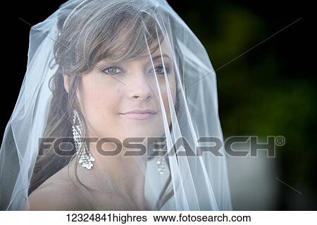 Portrait of a bride wearing a veil; Ontario, Canada View Large Photo Image Stock Photograph - Portrait of a bride wearing a veil; Ontario, Canada. Fotosearch