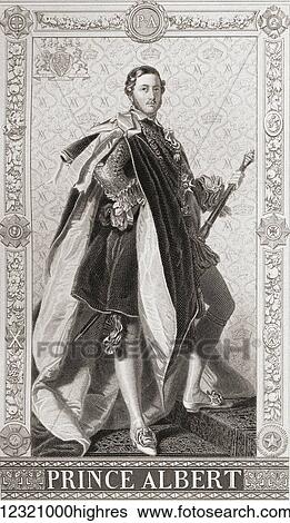 Stock Photograph - Prince Albert of Saxe-Coburg and Gotha, Francis Albert Augustus Charles Emmanuel, 1819 1861. Husband of Queen Victoria of England. From English and Scottish History, published 1882.. Fotosearch