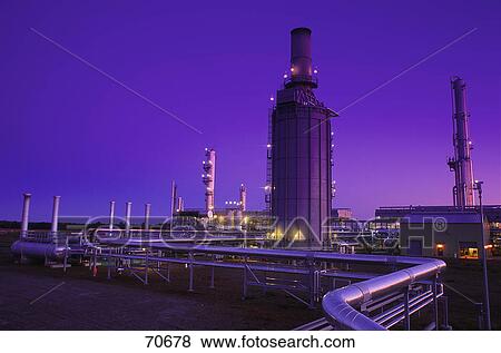 Stock Photo - Refinery at twilight. Fotosearch